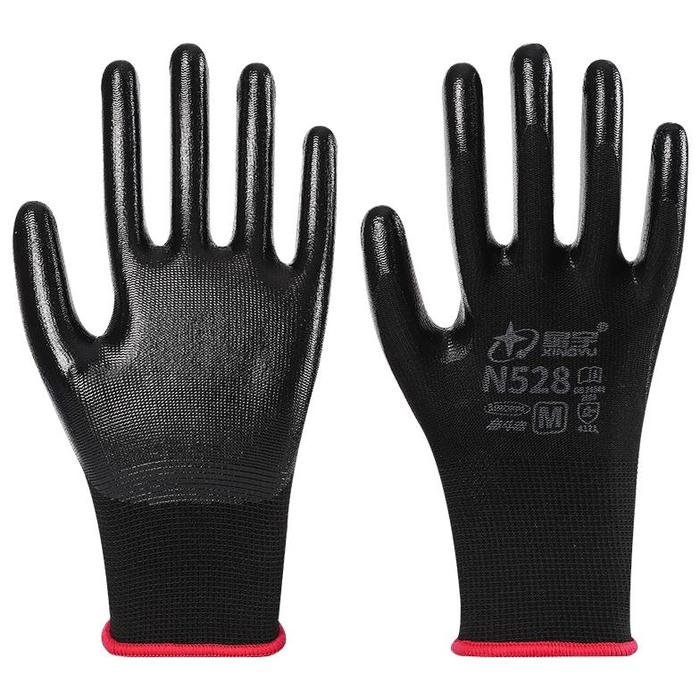 Gambar Safety Gloves 【12 Pasang】Sarung Tangan Pelindung Hitam Merah Telapak Karet Sarung Tangan Safety Sarung Tangan Kerja Safety Sarung Tangan Proyek Safety Sarung Tangan Safety Jogger Sarung Tangan Karet Anti Slip Kombinasi Katun Heavy Duty Sarung Tangan - FULL HITAM dari ALMAST X2000 undefined Tokopedia