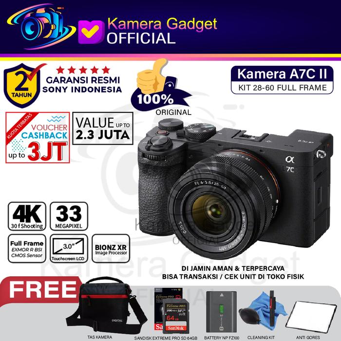 Gambar Sony A7C II kit 28-60mm Mirrorless Alpha A7 C Mark 2 28-60 mm  A7CII - BLACK, PAKET STANDARD dari Kamera Gadget Official undefined Tokopedia