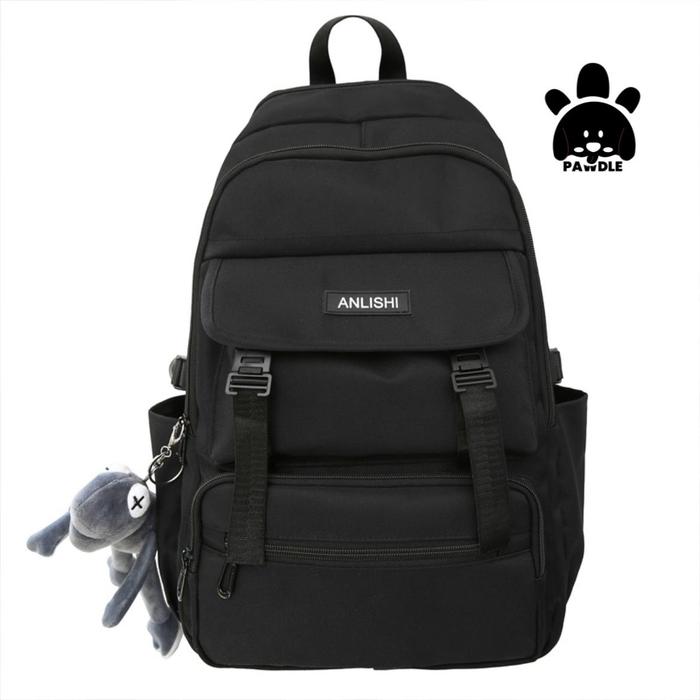 Gambar Tas Ransel / Tas sekolah remaja SMP / SMA - Full Hitam dari Paw Pawdle undefined 5 Tokopedia