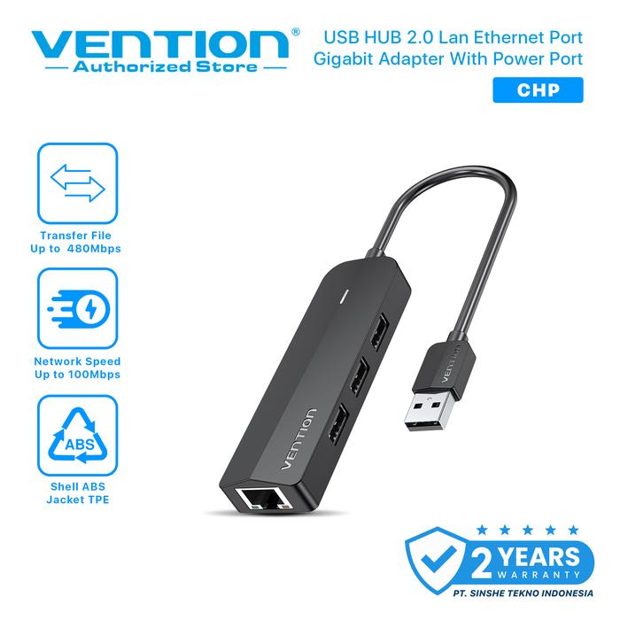 Gambar Vention USB Hub 2.0 3.0 Lan Ethernet Port Adapter With Power Port - CHP dari Vention Authorized Store undefined Tokopedia