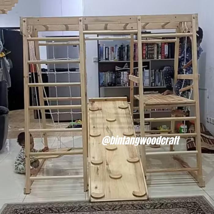 Gambar Brakiasi anak/mainan anak playground/brakiasi kayu pinus atau mahoni - natural, 150cmx150cm dari BINTANG WOOD CRAFT undefined Tokopedia