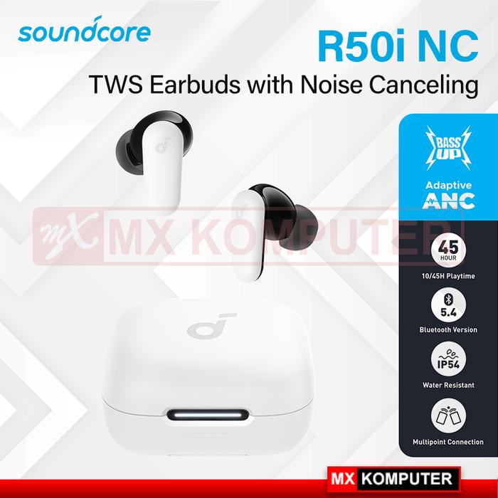 Gambar Soundcore Anker R50i NC Earbuds Adaptive Noise Canceling Headset Earphone Bluetooth 5.4 TWS - Putih dari MXKomputer_NEW undefined Tokopedia
