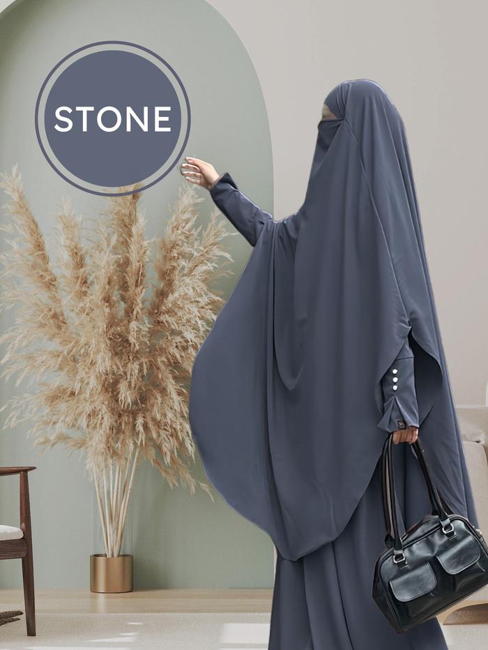 Gambar ABAYA RAYA l Abaya / Gamis Syar'i Anti UV Abaya 1 Set French Khimar Umroh Haji Umrah Set Abaya By Mahiza - Stone, Abaya Only L dari Mahiza Indonesia undefined Tokopedia