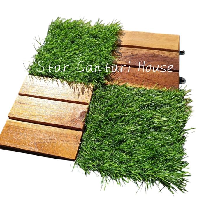 Tille Rumput Promo Decking Tile/Lantai Kayu Jati/30x30/Motif Zigzag Rumput Furnish ...