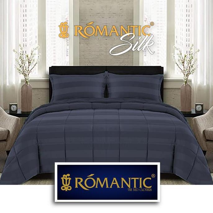 Gambar Bedcover Sprei Set Microtencel Silk by ROMANTIC motif salur tensel tencel Micro Lyocell Sutra - Abu Tua, 120x200x40 dari LARANA 77 undefined Tokopedia