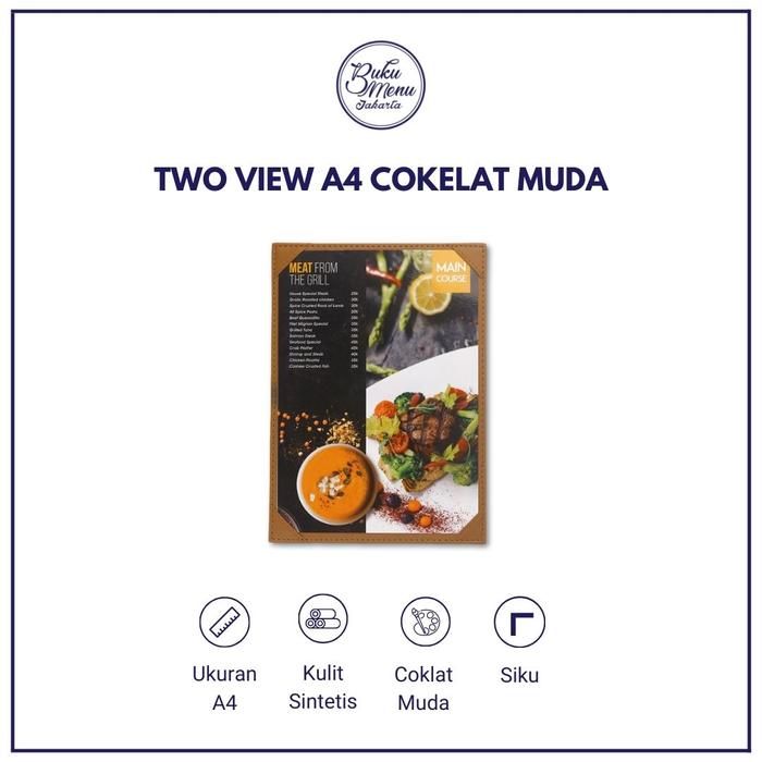 Gambar Buku menu kulit coklat muda, coklat tua, hitam model two view ukuran A4 untuk Restoran Hotel Cafe - Coklat muda dari bukumenurestoran undefined Tokopedia