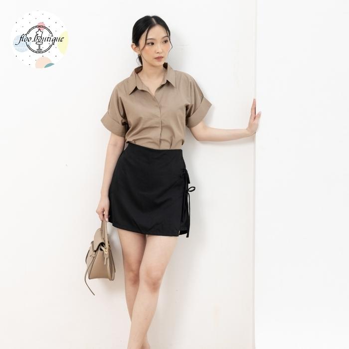 Gambar Aiko skort - rok celana wanita korean style jumbo size putih abu hitam coklat feminim - Hitam, All Size dari Floo Boutique undefined Tokopedia