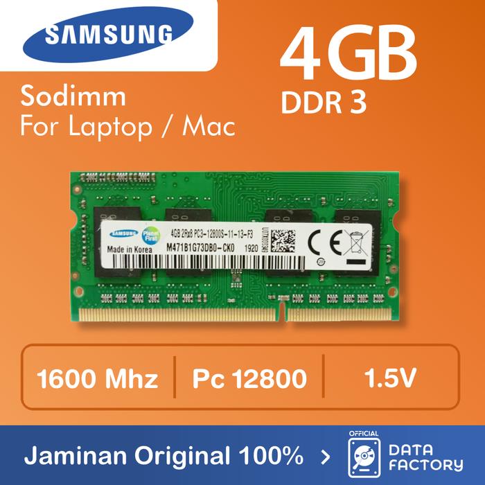 Jual RAM LAPTOP SAMSUNG DDR3 4GB PC12800/1600MHz SODIMM