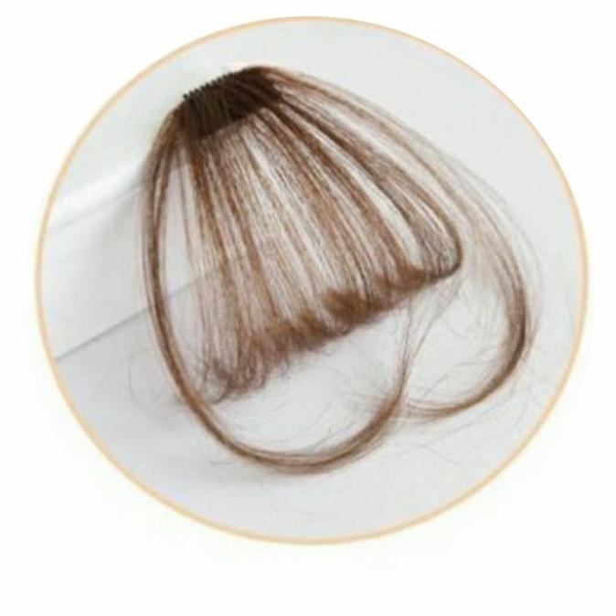Gambar Ready Poni Clip Tipis Korea Viral Fake Thin Bangs Hair Extension Import Ori Ready - Light Brown dari Milk Bun undefined Tokopedia