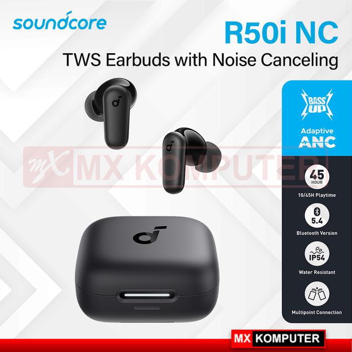 Gambar Soundcore Anker R50i NC Earbuds Adaptive Noise Canceling Headset Earphone Bluetooth 5.4 TWS - Hitam dari MXKomputer_NEW undefined Tokopedia
