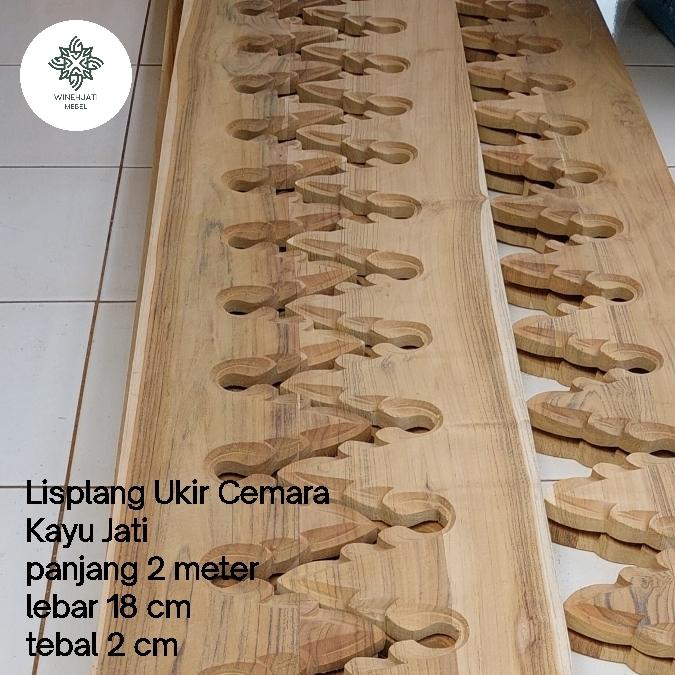Gambar LISPLANG UKIR CEMARA KAYU JATI PANJANG 2 METER dari Wineh Jati Meubel undefined Tokopedia
