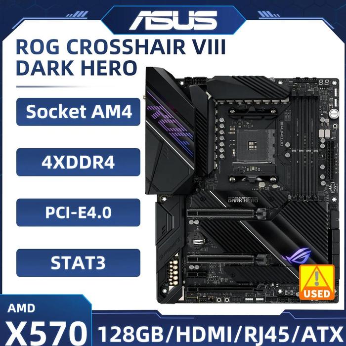 X570 Motherboard Rog Crosshair Viii Dark Hero Socket Am4 Ddr4 D 128gb Pci-e  40 Wi-fi Atx Support For Ryzen 5000 Processor