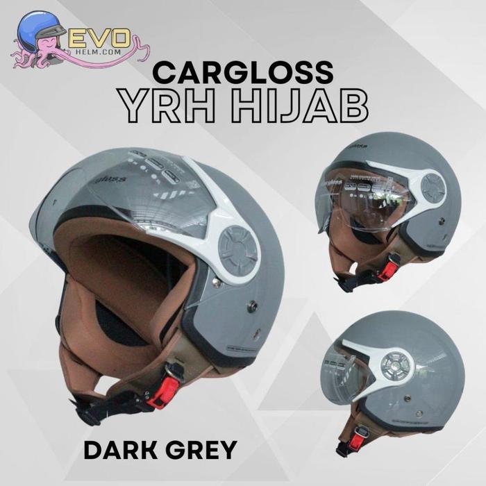 Gambar READY STOCK!! HELM CARGLOSS HIJAB YRH SOLID MOTIF ORIGINAL 100%, CARGLOSS HELMET HIJAB, CARGLOSS OFFICIAL STORE - YRH DARK GREY, ALLSIZE DEWASA dari Garnis ID undefined Tokopedia