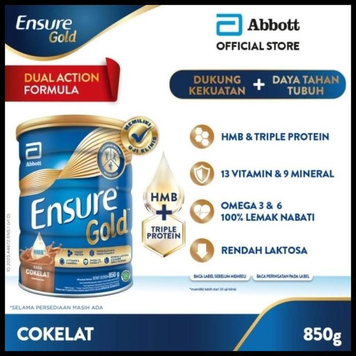 Gambar Terlaris ENSURE GOLD HMB VANILA 850 GRAM/850GR/VANILLA/GANDUM Best Seller - COKLAT dari Zuan Store3 undefined Tokopedia