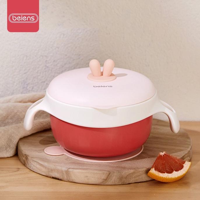 Gambar PROMO ASIK BEIENS INSULATED BOWL STAINLESS STEEL MANGKOK MPASI BAYI TAHAN PANAS PREMIUM - Pink dari Cakgun Store undefined Tokopedia