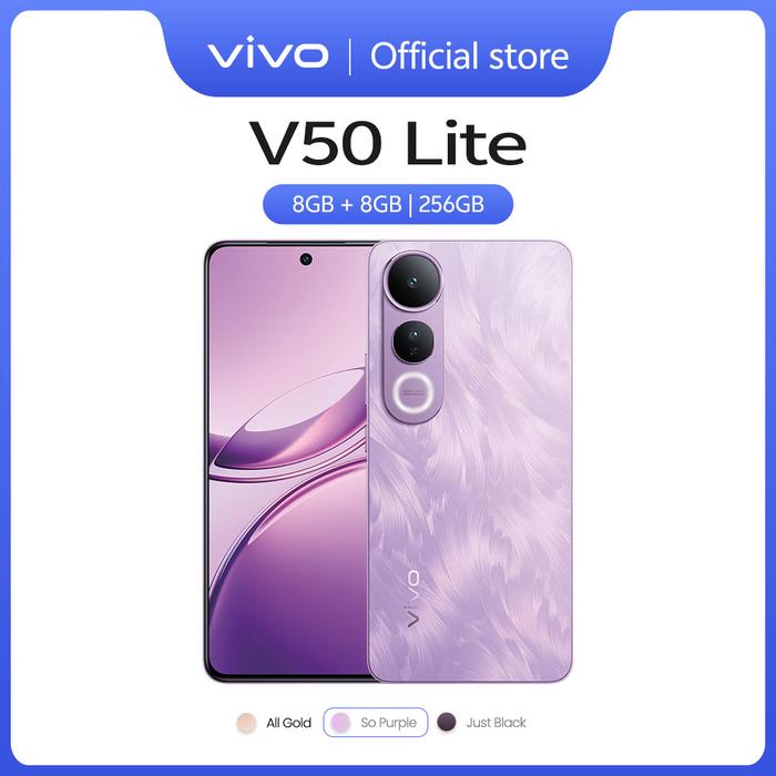 Gambar vivo V50 Lite 4G (8/256) Borderless Immersive Screen, Sony IMX882, 6500mAh Battery+90W Flashcharge, AI Erase 2.0, All-round Impact Resistance - So Purple dari vivo Indonesia undefined Tokopedia