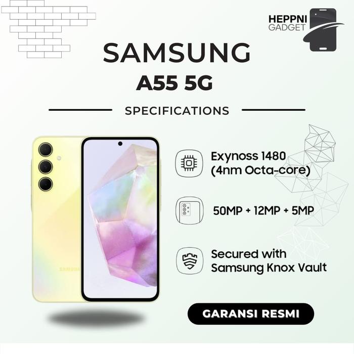 Gambar Samsung Galaxy A55 5G 8/128GB 8/256GB 12/256GB Garansi 1 Tahun - Lemon, 8/256GB dari HepniGadget undefined Tokopedia