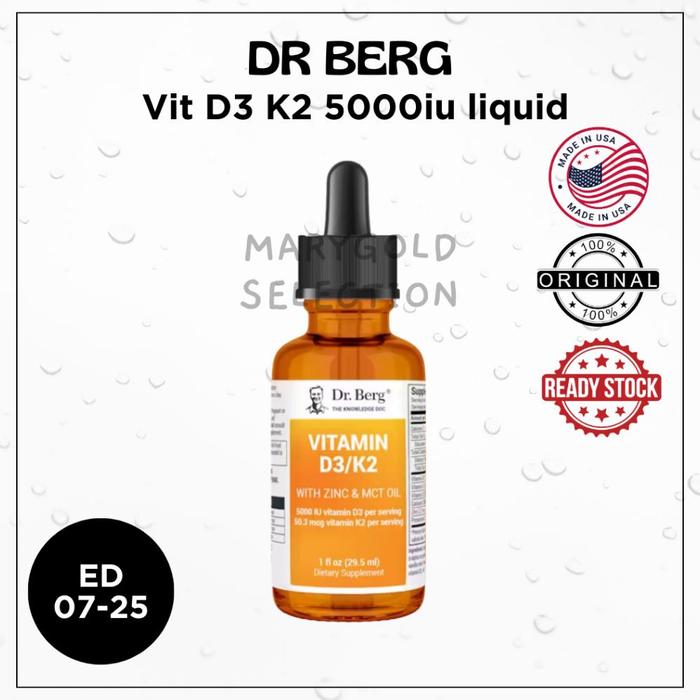 Gambar (SALE) DR BERG VIT D3 K2 VITAMIN D3 5000 10000 IU K2 50 100 MCG MK7, 60 120 KAPSUL USA ORIGINAL KETO LIQUID CAIR D3K2 - 5000iu liquid dari MIXUMZ undefined Tokopedia