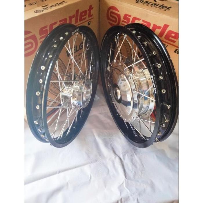 Gambar VELG JARI JARI PAKETAN RING 14 (140 X 160) MERK SCARLET BUAT MOTOR BEAT VARIO SCOOPY GENIO VARIO 125 OLD/NEW VARIO 150 OLD/NEW L5 SATU SET SEPASANG Berkualitas - Hitam, GENIO/SPACY dari Iwan_Stor undefined Tokopedia