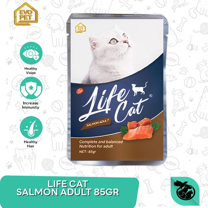 Gambar Makanan Kucing Life Cat Pouch 85gr Kitten Adult Wet Food Whiskas - Salmon Adult dari CV PERMATA SAHABAT MAJU undefined Tokopedia