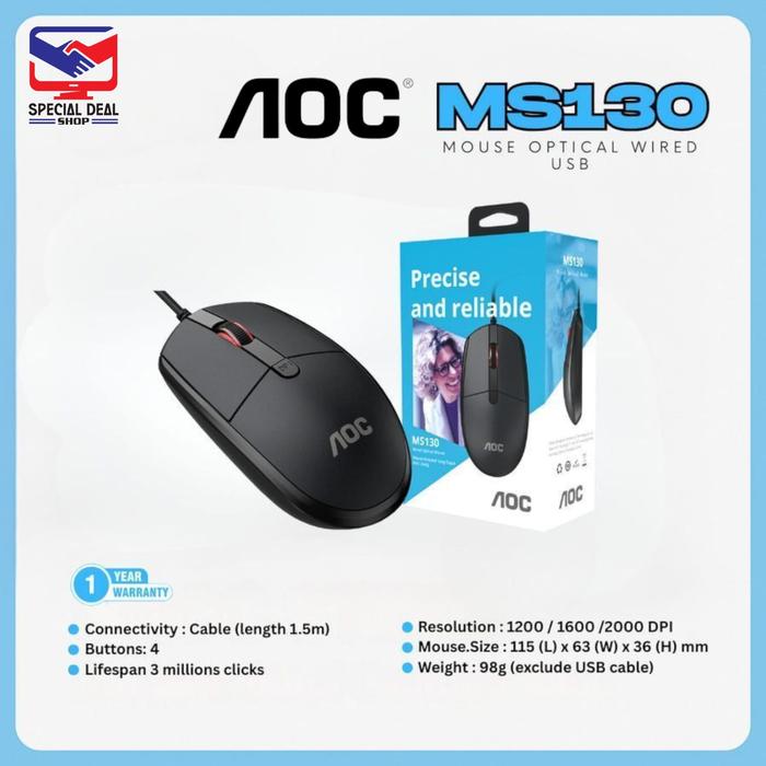 Gambar AOC MS121 Wired Mouse Optical - MS130 dari specialdealshop undefined Tokopedia