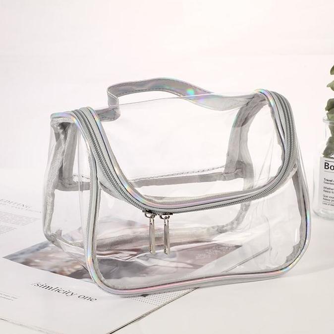 Gambar Tas Kosmetik Anti Air/Tas Kosmetik Washbag / Tas Alat MakeUp / Cosmetic Bag Organizer / Tas Make Up Wanita/Tas Kosmetik Travel Transparan /Cosmetic Cube Transparent Clear PVC Toiletries Wash Bag /Pouch Kosmetik - GAYA 1 perak dari Toko penuhpilihan undefined Tokopedia
