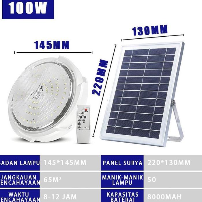 Gambar Solar Ceiling Lampu indoor Lampu plafon minimalis rumah lampu Tenaga Surya dalam 100/300/1000 watt outdoor solar panel Lampu Langit-langit LED Solar Ceiling Lampu - 100W dari CV Putra Pandawa undefined Tokopedia