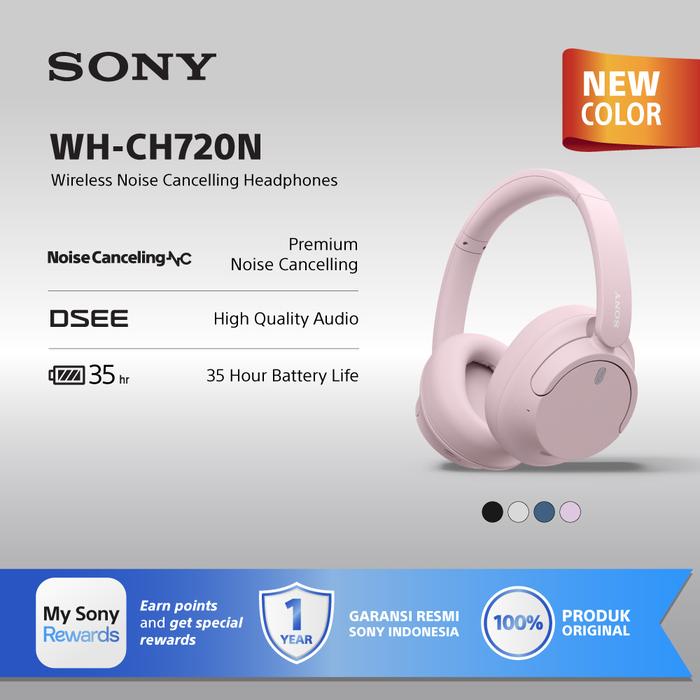 Gambar SONY WH-CH720N Wireless Noise Cancelling Headphone / CH720N / CH-720N - Merah Muda dari Sony Center Surabaya Official undefined Tokopedia