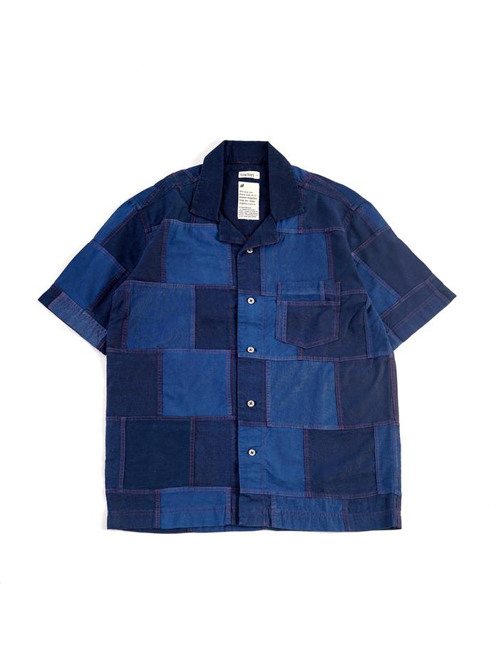 Gambar Tinctori - Old Blue Patchwork Shirt - Camp Collar, S dari Tinctori undefined Tokopedia
