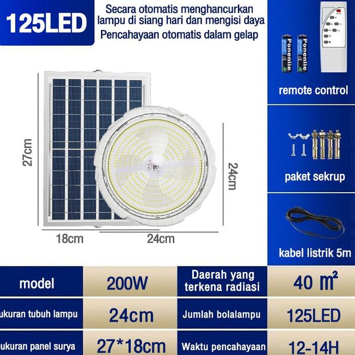 Gambar Lampu Tenaga Surya plafon 600W Ready stok taman rumah Langit-langit LED Outdoor panel matahari 3 Warna Waterproof Modern solar light Indoor ceiling lamp Dengan Remote Control dan Kabel Minimalis - 200W dari CV Putra Pandawa undefined Tokopedia
