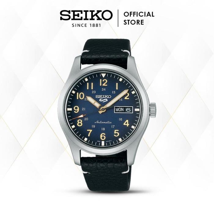 Jam Tangan Pria Seiko Sports Field Military Style Black Srpg39k1  Automatic Leather