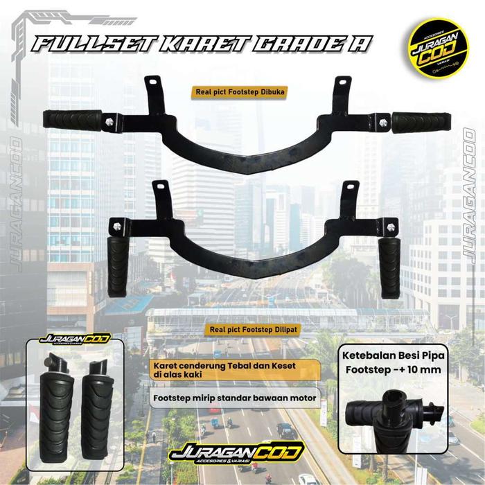 Gambar Pijakan Kaki + Footstep Depan motor matic Yamaha Lexi slim flatbar solid presisi - FS Karet GradeA dari juragancod official undefined Tokopedia