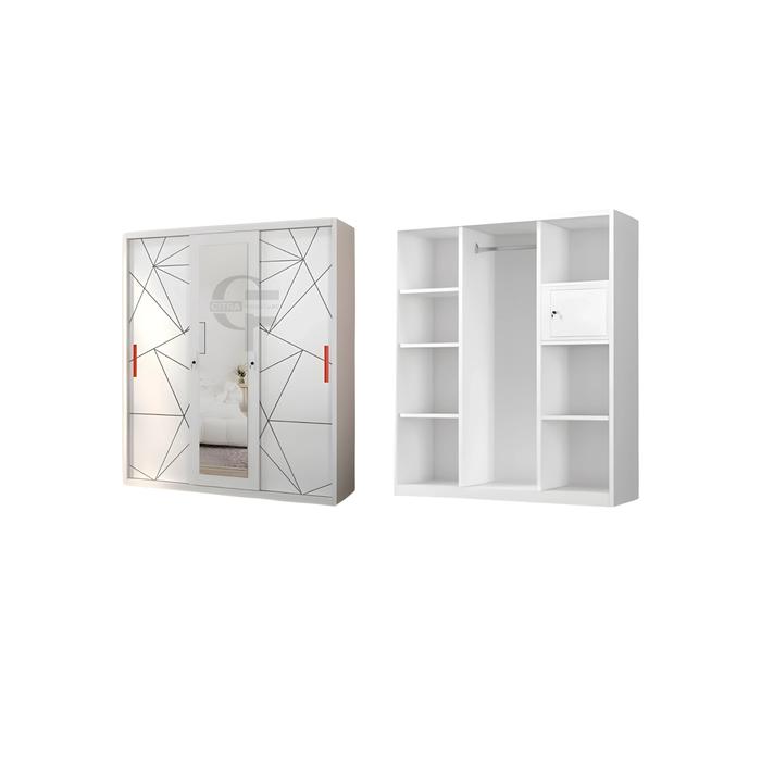 Gambar Lemari Baju Pakaian Besi 3 Pintu Jumbo Sliding Minimalis - MOTIF-A, DIRAKIT dari Citra furniture undefined Tokopedia