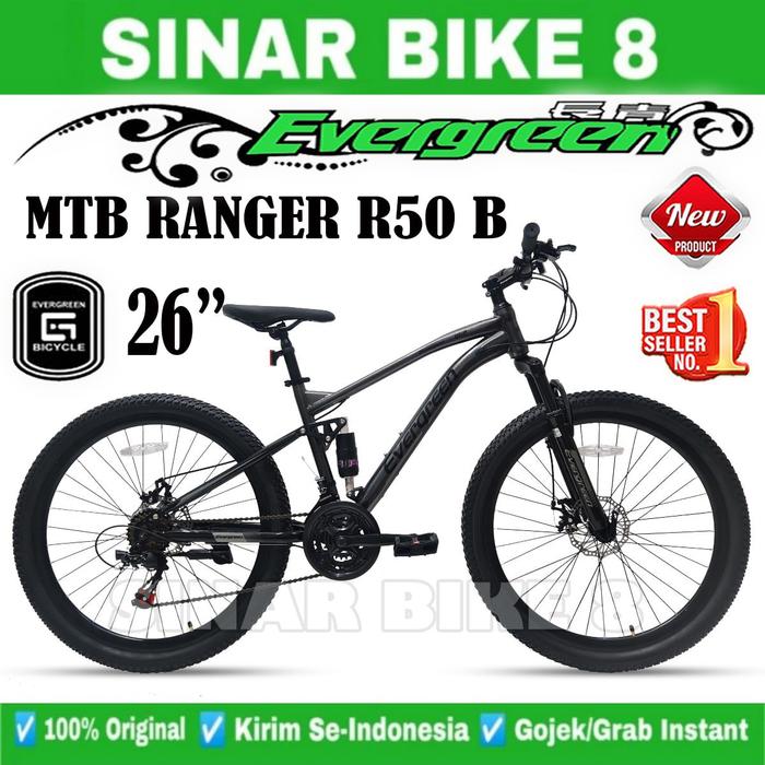 Sepeda Gunung MTB EVERGREEN RANGER R50 B Full Suspension Ukuran 26 Inch 3x7  speed Shimano Merah di Toko Sepeda Sinar Bike Tokopedia