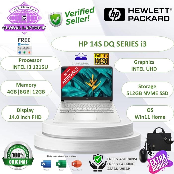 Gambar RESMI Laptop HP 14S Intel Core i3 1215U RAM 16GB 512GB SSD 14" FHD Windows 11 Home + OHS Original - UNIT + BONUS, 4GB, 512GB  dari Global Laptop_NEW undefined Tokopedia