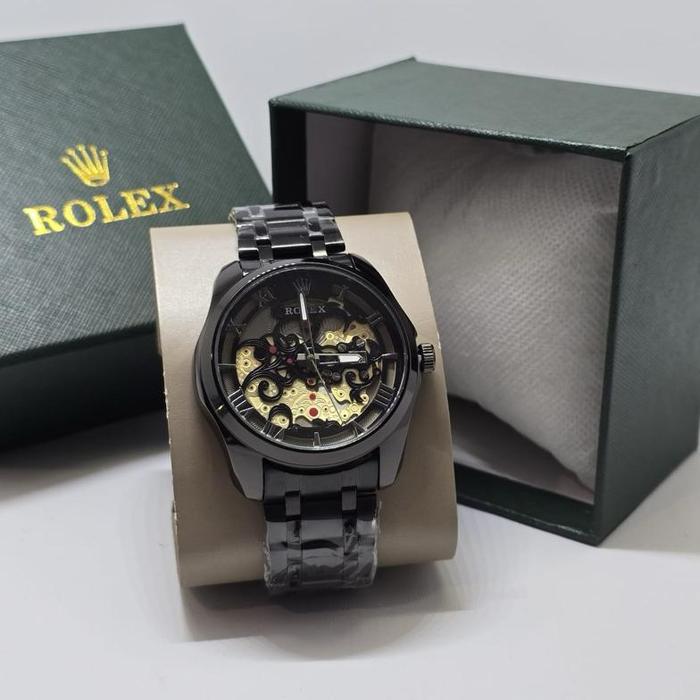 Gambar ( BISA COD ) Jam Tangan Pria ROLEX Rantai Stainless Steel Tanggal Aktif Jam Tangan Fashion Cowok - FULL HITAM dari dunia jam kita_NEW undefined Tokopedia
