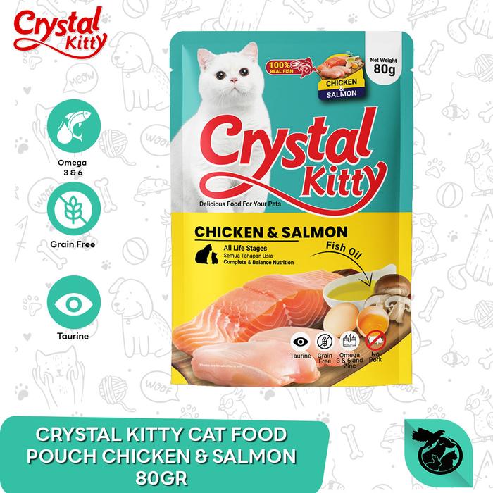 Gambar Makanan Kucing Crystal Kitty Cat Wet Food Pouch Sachet 80 Gram - Chicken Salmon dari CV PERMATA SAHABAT MAJU undefined Tokopedia