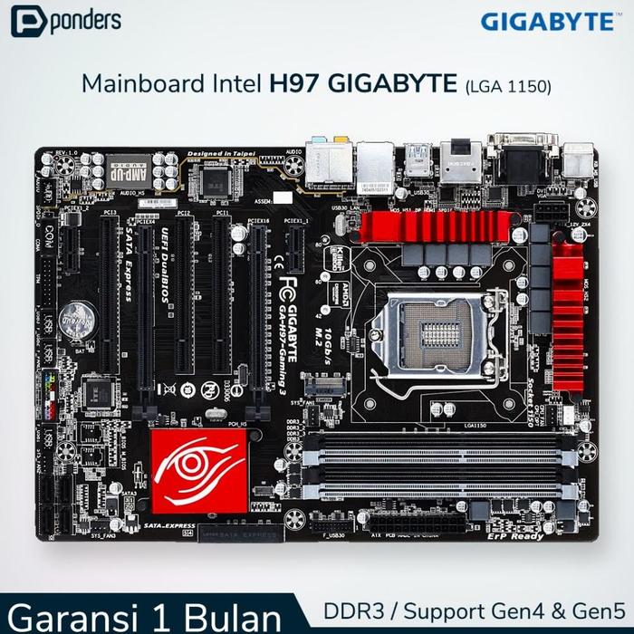 Jual Mainboard Intel Gigabyte H97 LGA 1150 DDR3 Support Gen4