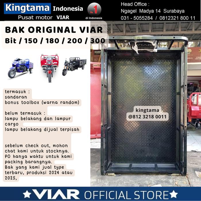 Gambar BAK ORI KARYA 200L (PANJANG 200cm) VIAR MOTOR RODA TIGA - Hitam dari MOTOR VIAR INDONESIA undefined Tokopedia
