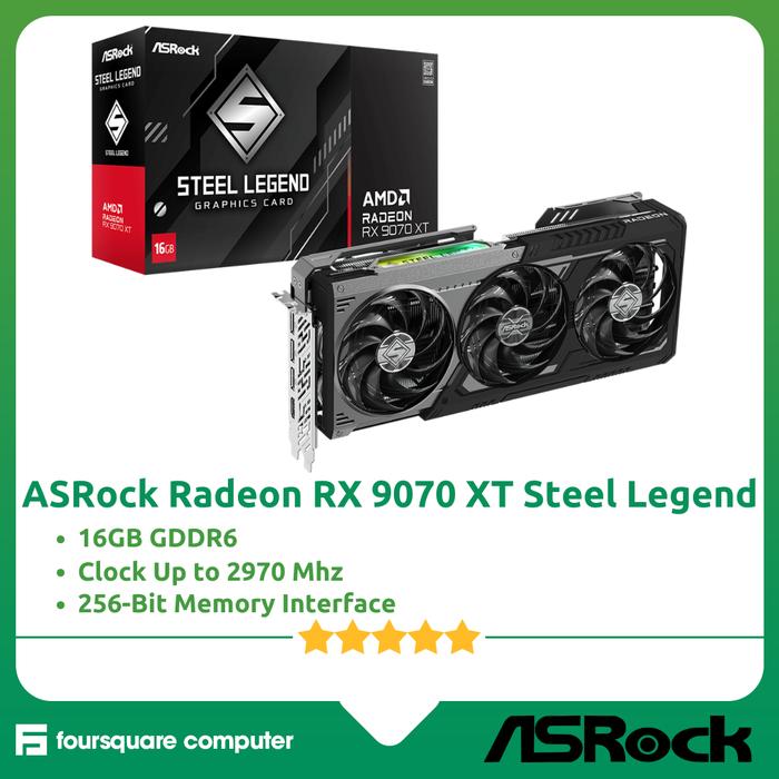 Jual ASRock AMD Radeon RX 9070 XT Steel Legend 16GB GDDR6 256-Bit