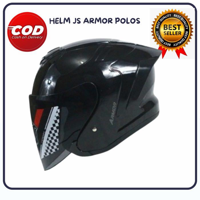 Gambar Helm Half Face JS ARMOR Solid Original/Sudah SNI/Helm Pria Wanita/Helm Dewasa/Helm Murah+Free Stiker - BLACK GLOSSY, CLEAR/L dari AGEN HELM JS undefined Tokopedia