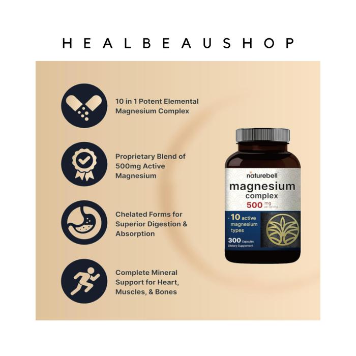 Gambar Naturebell Magnesium Complex Glycinate Citrate Malate & Potassium 240caps - Complex 300caps dari Healbeaushop undefined Tokopedia