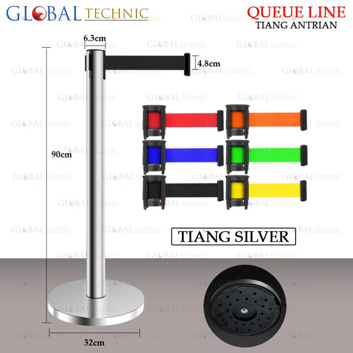 Gambar Standing Barrier Queue Line / Tiang Pembatas Antrian Stainless - Silver, Pita Merah 3M dari Global Technic_NEW undefined Tokopedia