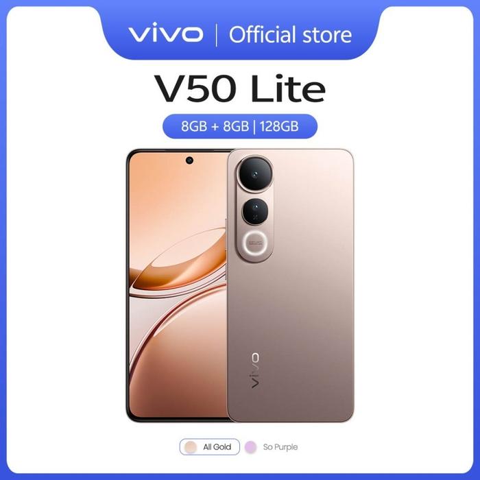 Gambar vivo V50 Lite 4G (8GB/128GB) - Borderless Immersive Screen, Sony IMX882, 6500mAh Battery+90W Flashcharge, AI Erase 2.0, All-round Impact Resistance - All Gold dari vivo Official Store_NEW undefined Tokopedia
