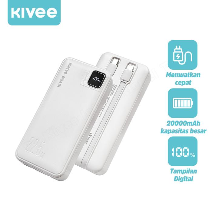 Gambar KIVEE Power Bank Kapasitas Besar 20000mAh Dual Port Charging Layar Digital Cerdas Portable Desain Slim Anti Panas Teknologi Adaptif Suhu Baterai Eksternal Tahan Lama Travel Mudah Dibawa Backup Daya Darurat Powerbank - PT184-Putih dari Kivee Official Store undefined Tokopedia
