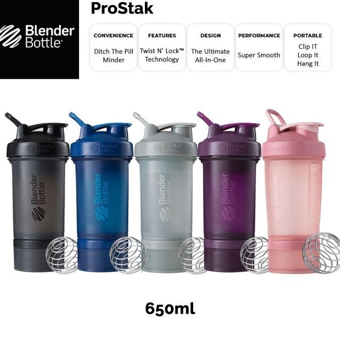 Gambar BlenderBottle ProStak System 650 ml with Pill & Protein Storage - Hitam dari Dapur Ceria nich undefined Tokopedia