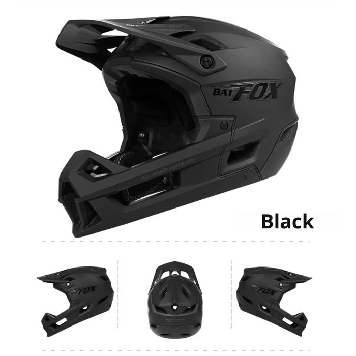 Gambar Helm Sepeda Gunung Motor Trail BATFOX MA026-186 Full Face MTB Off Road Bike AM Enduro Outdoor Fullface Helmet Downhill Mountain Cycling Motocross Helmet - Black, M (54-57) dari Wof Premium undefined Tokopedia