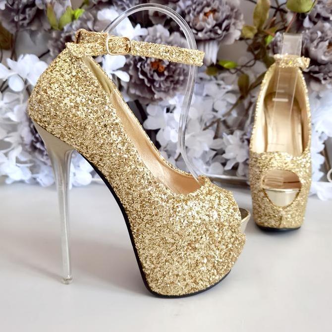 Jual New Ykshoes 1738 Heels 17Cm Peetoes Stiletto Heels Black Rose