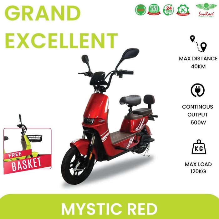 Gambar SEPEDA LISTRIK SUNRACE GRAND EXCELLENT bn20 - Mystic Red dari toserba model undefined 4 Tokopedia