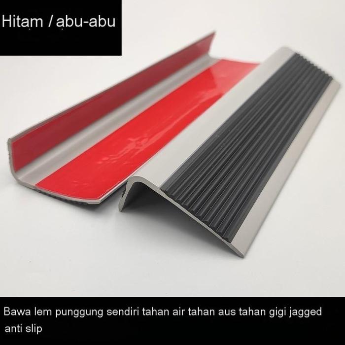 Gambar Karet Ujung Tangga Lis Anti Slip Tangga Keramik Type L 5cm Step Nosing + Perekat 3M Pelindung Tangga Anti Slip - Hitam dari Dua Anak Toko 818 undefined Tokopedia